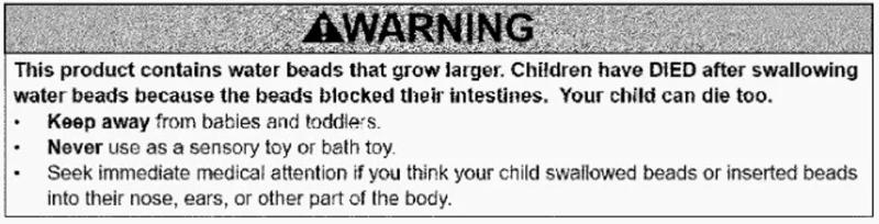 水珠玩具出口美国：水珠玩具及其包装应有以下忠告