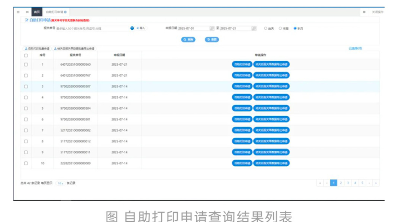 自主打印申请查问了局列表