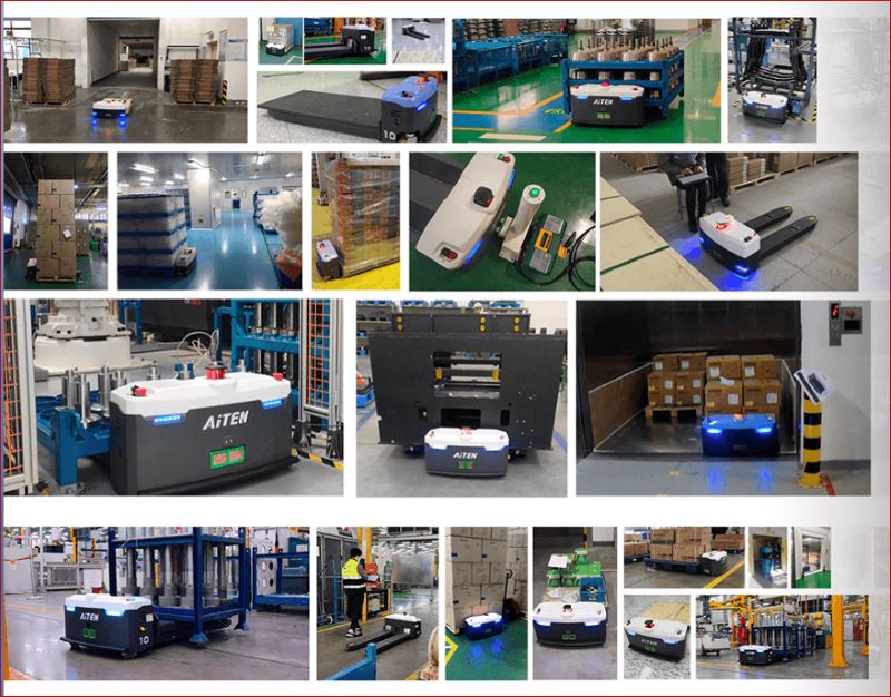 图为园区内丙二类仓库AGV自动搬运设备